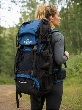 TETON Sports Explorer 4000 Hiking Backpack Blue Black Large Internal Frame Pack